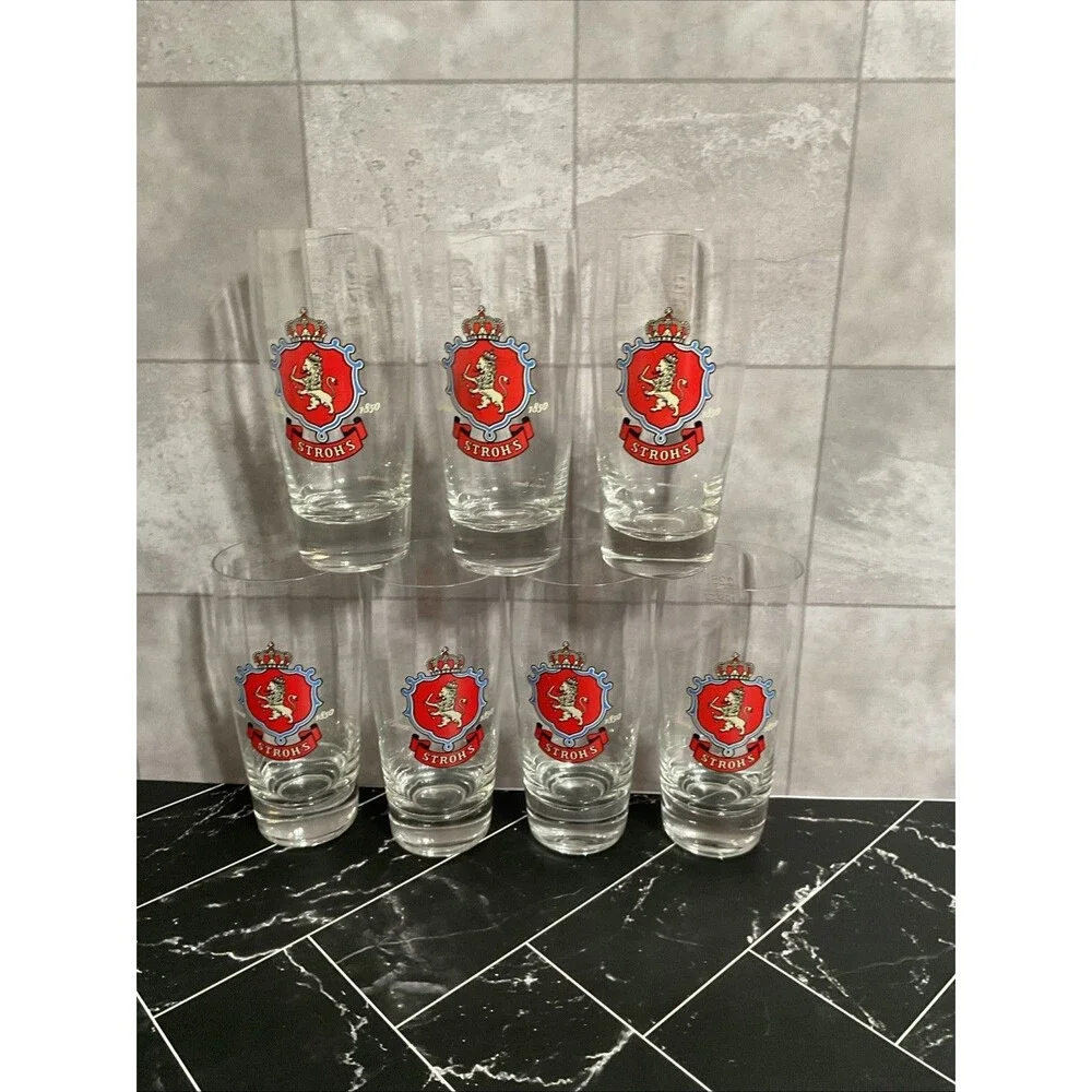 Lot of 7 STROH'S RASTAL PILSNER BEER GLASS, GLASSES, .25 LITER Vintage